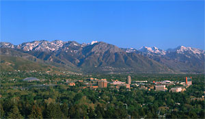 University of Utah nestled against the Wasatch Mountains
